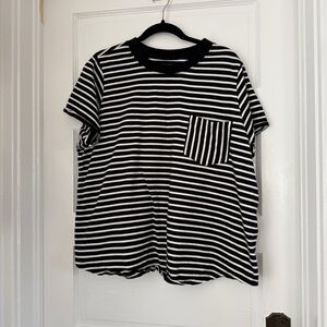Universal Standard Black and White Stripe Tee Shirt